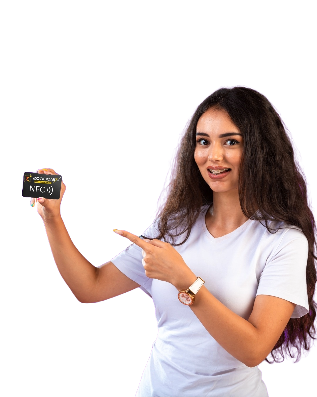 Girl showing smart card